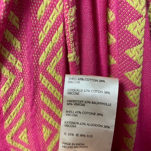 Anthropologie Maeve Dominique Dress Pink Chartreuse Embroidered Plus Size 2X - Picture 8 of 8